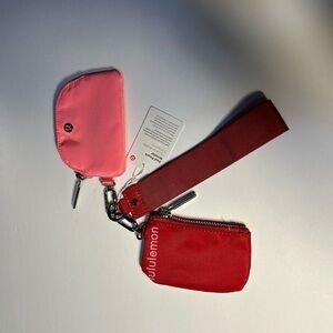 Lululemon Pink and Red Dual Pouch Wristlet